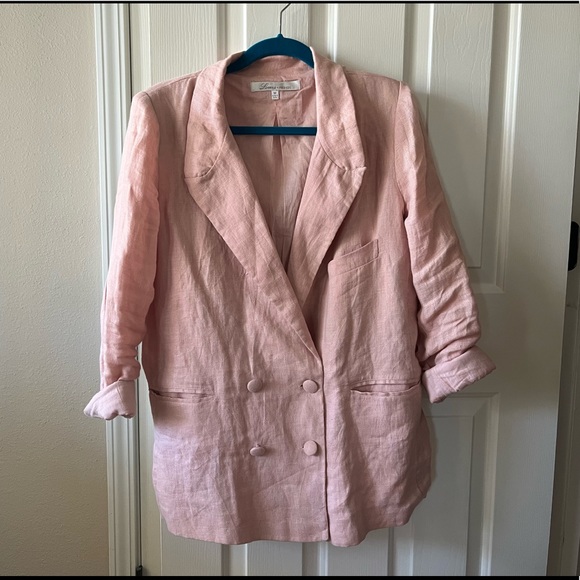 Lovers & Friends linen blazer in pink sz M - Picture 3 of 5